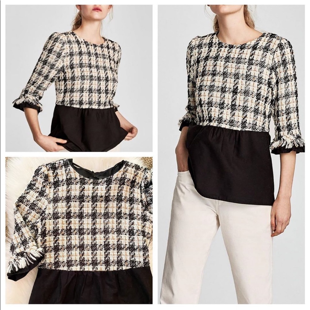 Zara tweed combination top